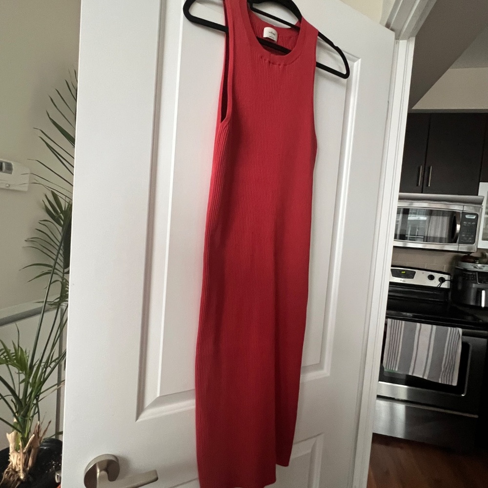 Aritzia Wilfred Moonstruck Dress in Rosy Red